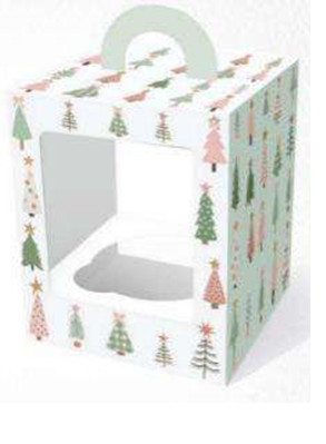 Коробка с окном под 1 капкейк/маффин/пирожное с окном Ёлочки, 92х92х111 — изображение 3